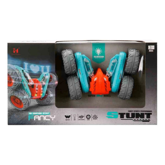 RC Fancy Stunts Uzaktan Kumandalı Akrobatik Araba 3D LED Işıklı ve Sesli USB Şarj 360° Takla Turuncu Mavi