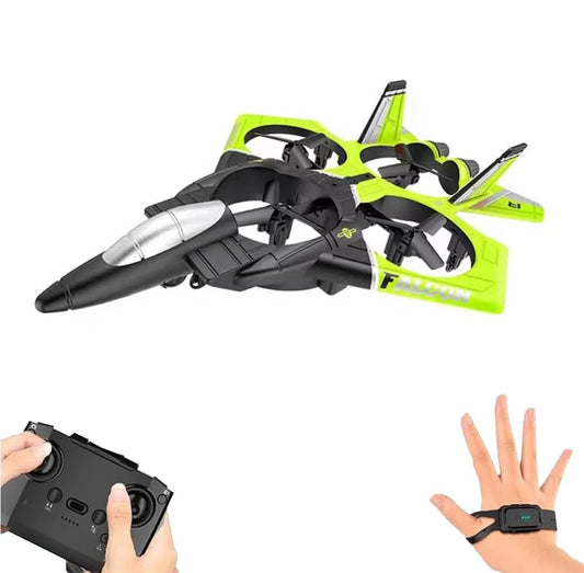 LH X72-3 RC Falcon Thunder Uzaktan Kumandalı Drone Uçak 2.4 Ghz Elle Kontrol 30Cm USB Şarj 360° Takla Pervane Korumalı Tek Tuşla Geri Çağırma Yeşil