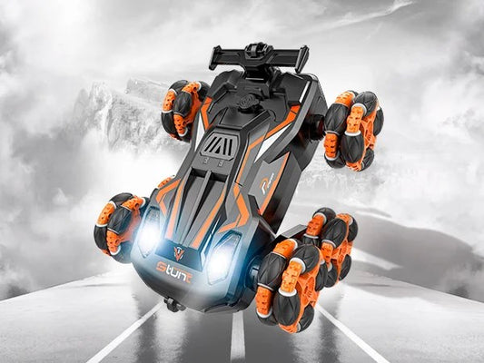 RC Stunt Racer Uzaktan Kumandalı Akrobatik Araba 2.4 Ghz USB Şarj Yan Sürüş Drift 360° Spin Işıklı Turuncu
