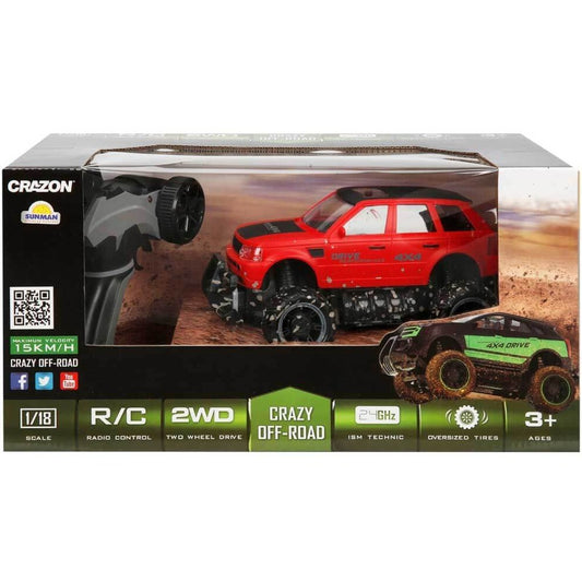 Crazon 1:18 Uzaktan Kumandalı 4x4 Crazy Off-Road Araba 2.4 Ghz Usbj Şarj Kırmızı