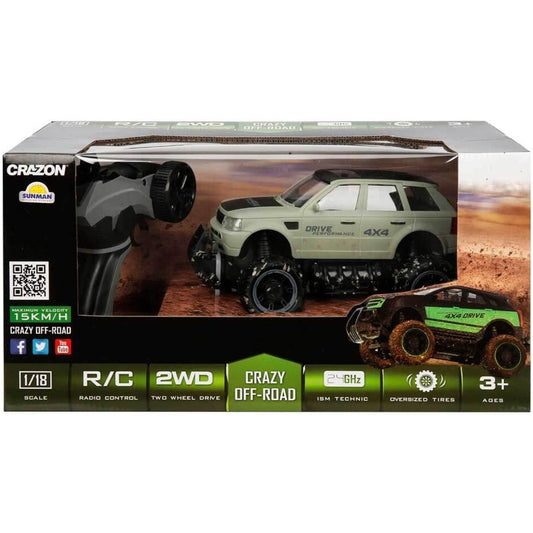 Crazon 1:18 RC Crazy Off-Road Pickup Uzaktan Kumandalı Araba | 2.4 Ghz USB Şarj 15 Km/h 23 Cm Siyah Gri 4x4 Off-Road Tasarım 6+ Yaş ve Üzeri Çocuklar İçin