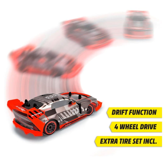 Dickie 1:16 Audi S1 E-Tron Quattro Drift Car Uzaktan Kumandalı Araba | 2.4 Ghz USB Şarj 30 Cm 12 Km/s 4WD Çekiş Sistemi 6+ Yaş ve Üzeri Çocuklar İçin