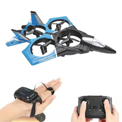 LH X72-3 RC Falcon Thunder Uzaktan Kumandalı Drone Uçak 2.4 Ghz Elle Kontrol 30Cm USB Şarj 360° Takla Pervane Korumalı Tek Tuşla Geri Çağırma Mavi