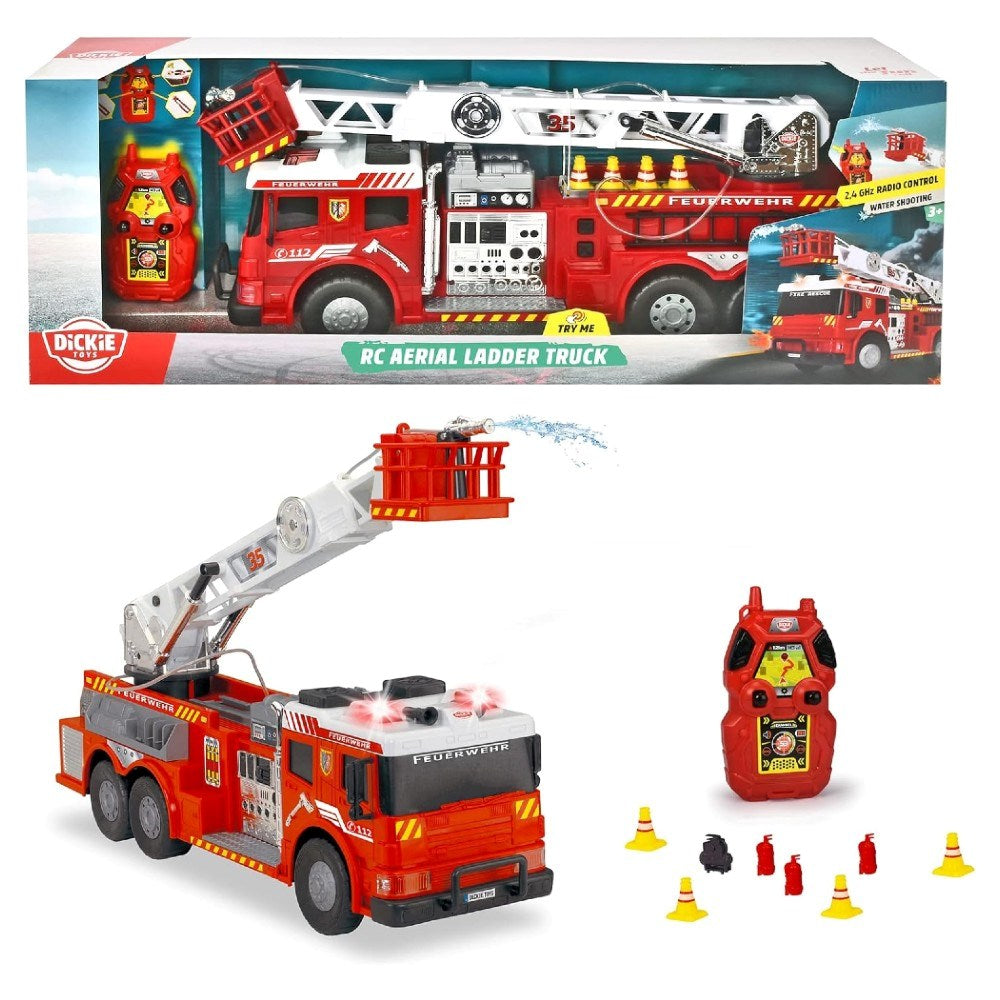 Dickie 1:16 Aerial Ladder Truck Uzaktan Kumandalı İtfaiye Aracı | 2.4 Ghz 62 Cm Su Püskürtmeli Sesli ve Işıklı 6+ Yaş ve Üzeri Çocuklar İçin