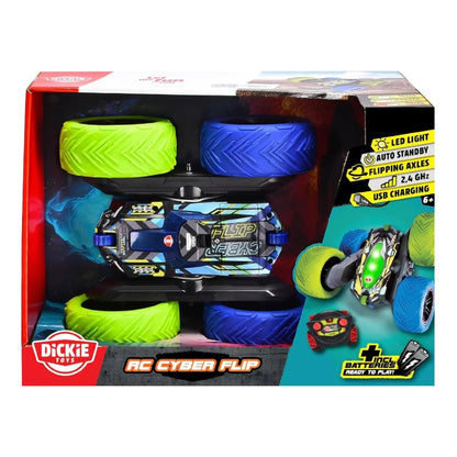 Dickie 1:18 Cyber Flip Uzaktan Kumandalı Araba | 2.4 Ghz USB Şarj 22 Cm 12 Km/s 360° Akrobasi Hareketleri ve Led Işıkları 6+ Yaş ve Üzeri Çocuklar İçin
