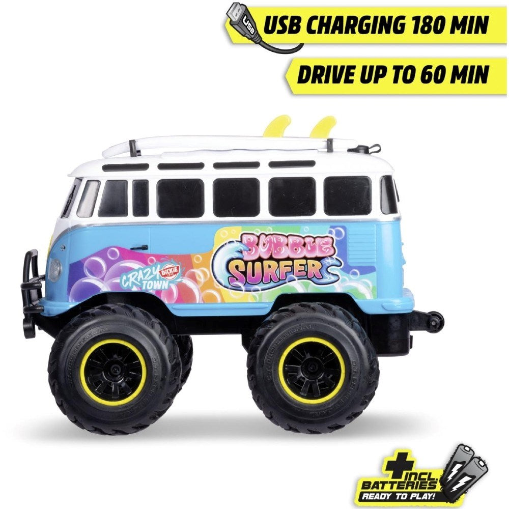 Dickie 1:20 Volkswagen T1 Bubble Bus Uzaktan Kumandalı Minibüs | 2.4 Ghz USB Şarj 30 Cm Baloncuk Fonksiyonlu Işıklı Sistem 6+ Yaş ve Üzeri Çocuklar İçin