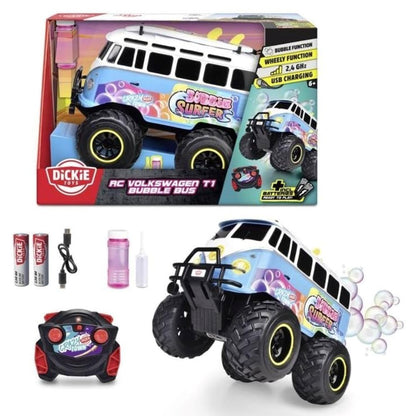 Dickie 1:20 Volkswagen T1 Bubble Bus Uzaktan Kumandalı Minibüs | 2.4 Ghz USB Şarj 30 Cm Baloncuk Fonksiyonlu Işıklı Sistem 6+ Yaş ve Üzeri Çocuklar İçin