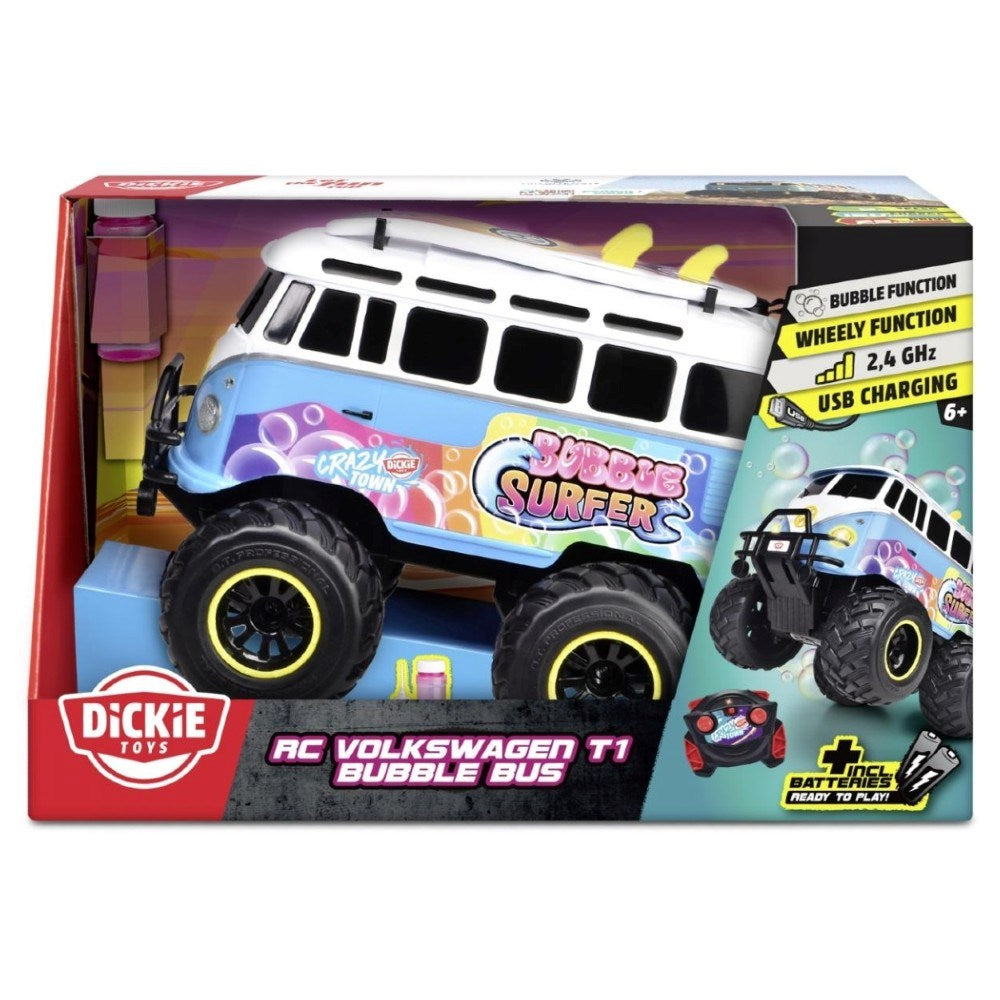 Dickie 1:20 Volkswagen T1 Bubble Bus Uzaktan Kumandalı Minibüs | 2.4 Ghz USB Şarj 30 Cm Baloncuk Fonksiyonlu Işıklı Sistem 6+ Yaş ve Üzeri Çocuklar İçin
