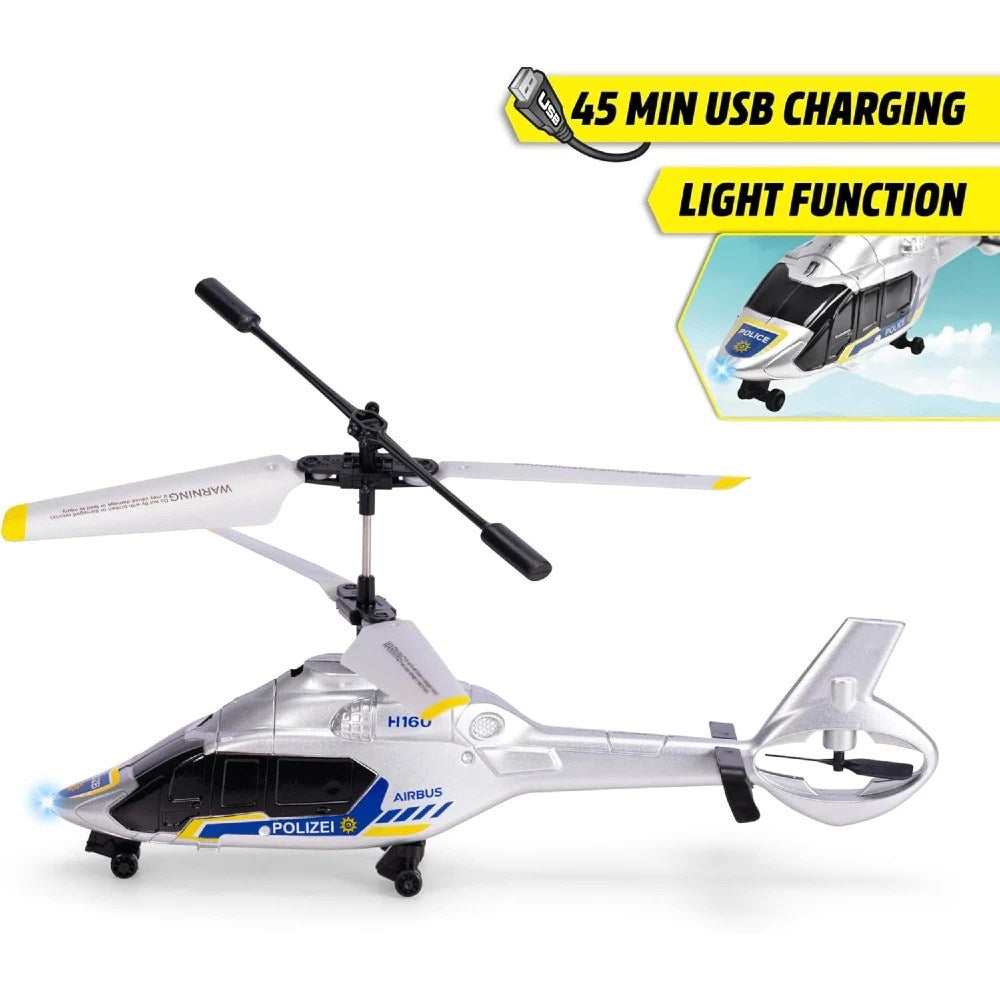Dickie 1:60 Airbus H160 Uzaktan Kumandalı Polis Helikopteri | 2.4 Ghz USB Şarj 21 Cm 6 Km/s Işıklı ve Uçuş Dengeleyicili 8+ Yaş ve Üzeri Çocuklar İçin