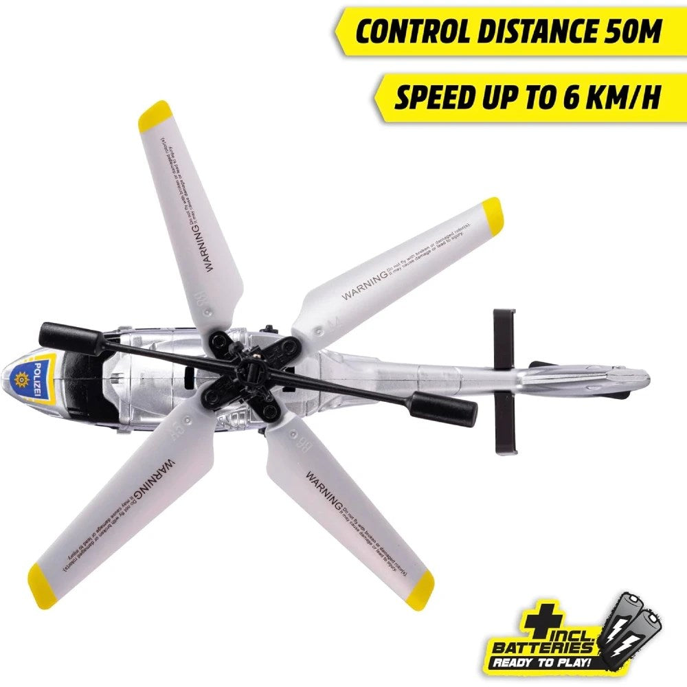 Dickie 1:60 Airbus H160 Uzaktan Kumandalı Polis Helikopteri | 2.4 Ghz USB Şarj 21 Cm 6 Km/s Işıklı ve Uçuş Dengeleyicili 8+ Yaş ve Üzeri Çocuklar İçin