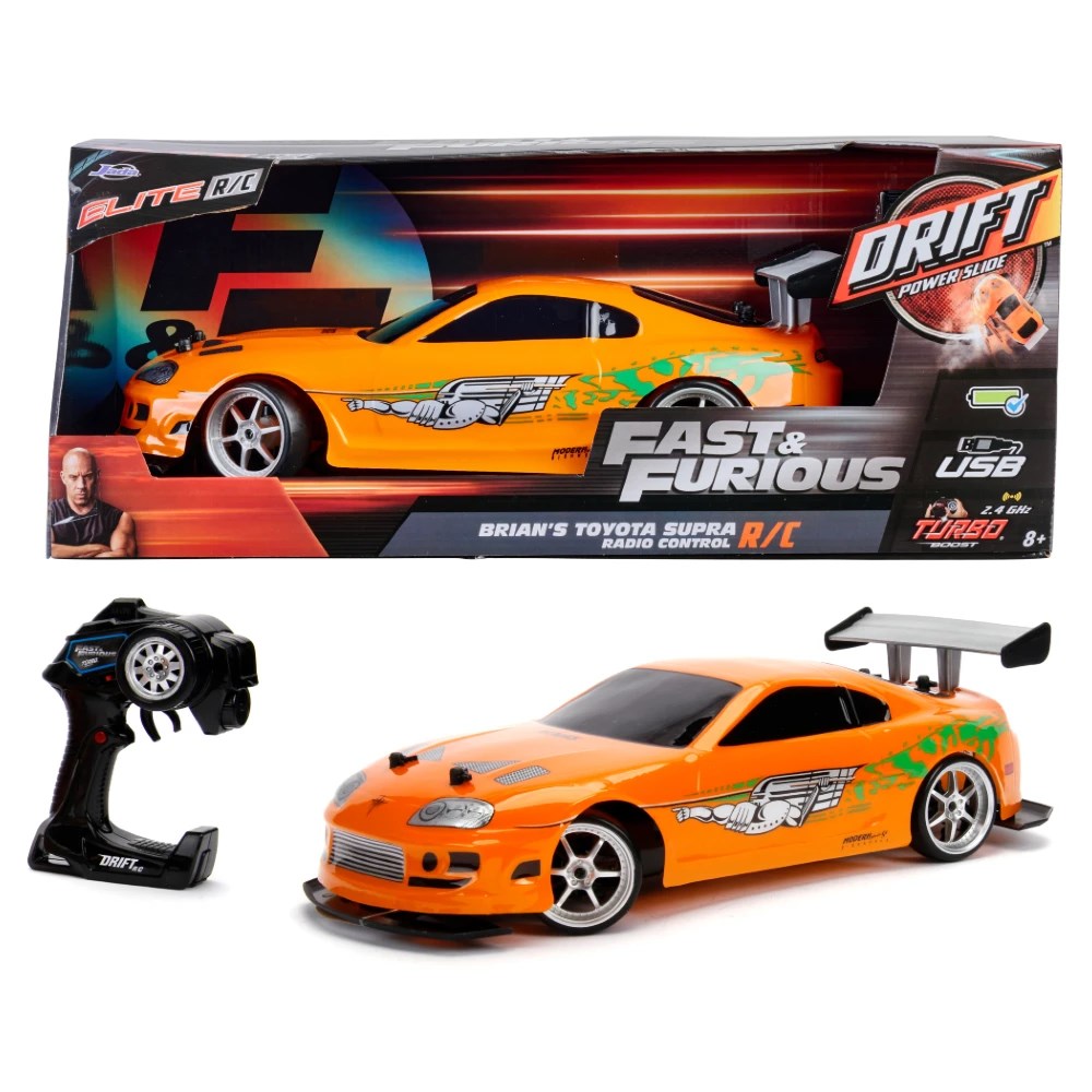 Jada 1:10 Brian's 1995 Toyota Supra MK4 Drift Uzaktan Kumandalı Araba | 2.4 Ghz USB Şarj 42cm 9 Km/s 4WD Fast & Furious  8+ Yaş ve Üzeri Çocuklar İçin