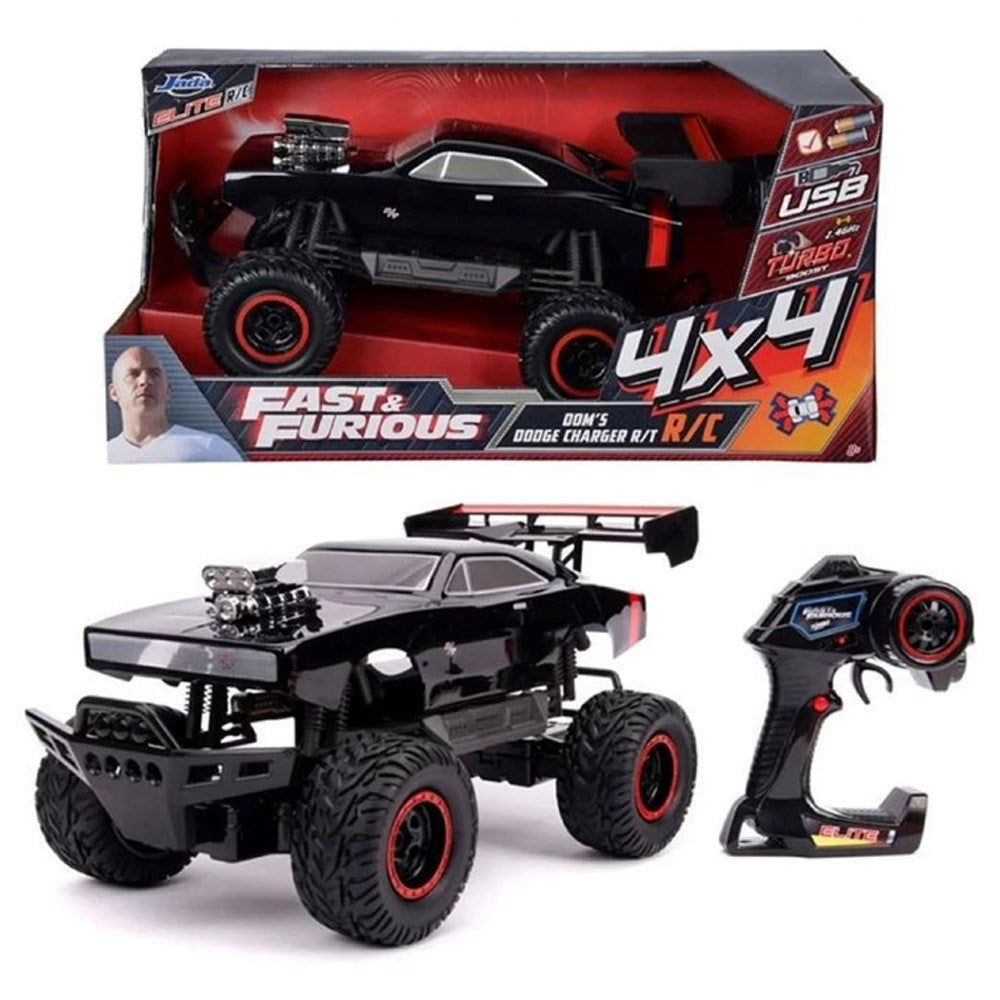 Jada 1:12 Dom's 1970 Dodge Charger (4x4) Uzaktan Kumandalı Araba | 2.4 Ghz USB Şarj 47 Cm Fast & Furious Lisanslı Turbo Modulu 8+ Yaş ve Üzeri Çocuklar İçin