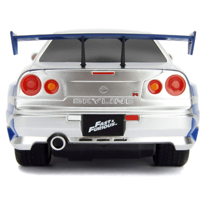 Jada 1:16 Brian's 2002 Nissan Skyline GT-R Uzaktan Kumandalı Araba | 2.4 Ghz USB Şarj 29 Cm BNR34 Turbo Modlu Fast & Furious 6+ Yaş ve Üzeri Çocuklar İçin