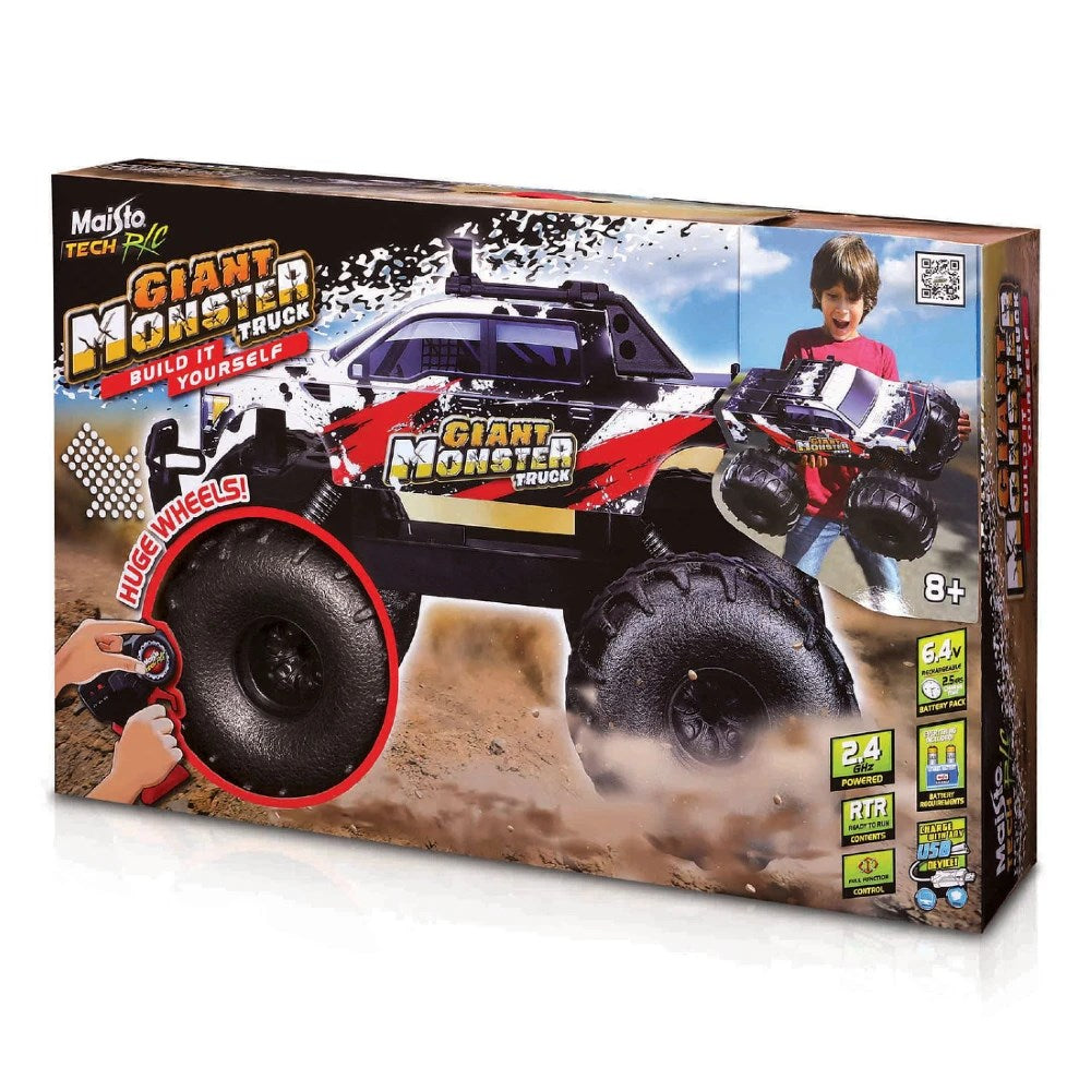 Maisto 1:8 Gaint Monster Truck Uzaktan Kumandalı Dev Kamyon | 2.4 Ghz 60 Cm USB Şarj Kendin Yap Montaj Büyük Köpük Lastikler 8+ Yaş ve Üzeri Çocuklar İçin