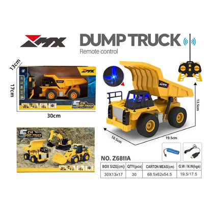 Mx 1:24 Dump Truck Uzaktan Kumandalı Damperli Kamyon | 40 Mhz USB Şarj Işıklı 5 Kanal Full Fonksiyon 15 Metre Mesafe 3+ Yaş ve Üzeri Çocuklar İçin