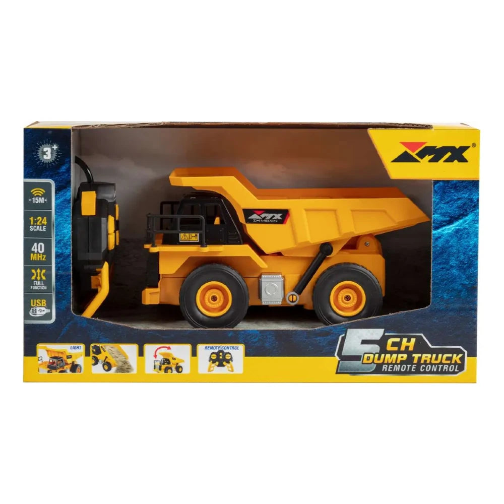 Mx 1:24 Dump Truck Uzaktan Kumandalı Damperli Kamyon | 40 Mhz USB Şarj Işıklı 5 Kanal Full Fonksiyon 15 Metre Mesafe 3+ Yaş ve Üzeri Çocuklar İçin